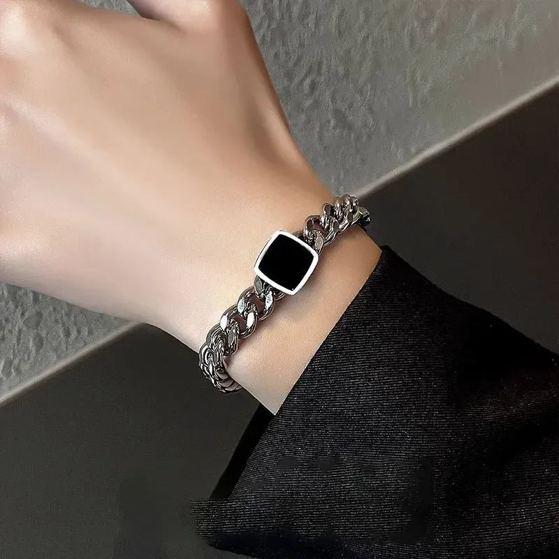 Square Cuban Titanium Steel Men Bracelet